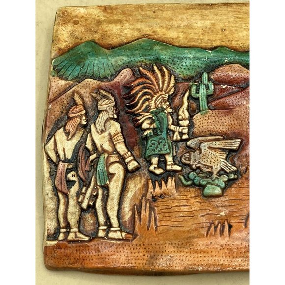 Indian Aztec Mayan Ceramic Tile Vintage Folk Art READ - Picture 3 of 11